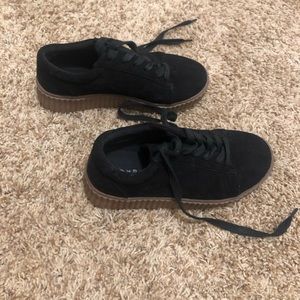 black suede platform shoes